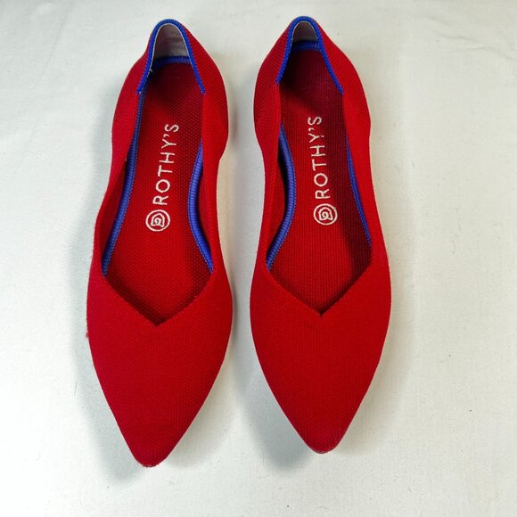 Rothys The Point Flats Ballet Slip On Woven Casual Shoe Red 10 Comfort Slip Ons - Picture 4 of 16